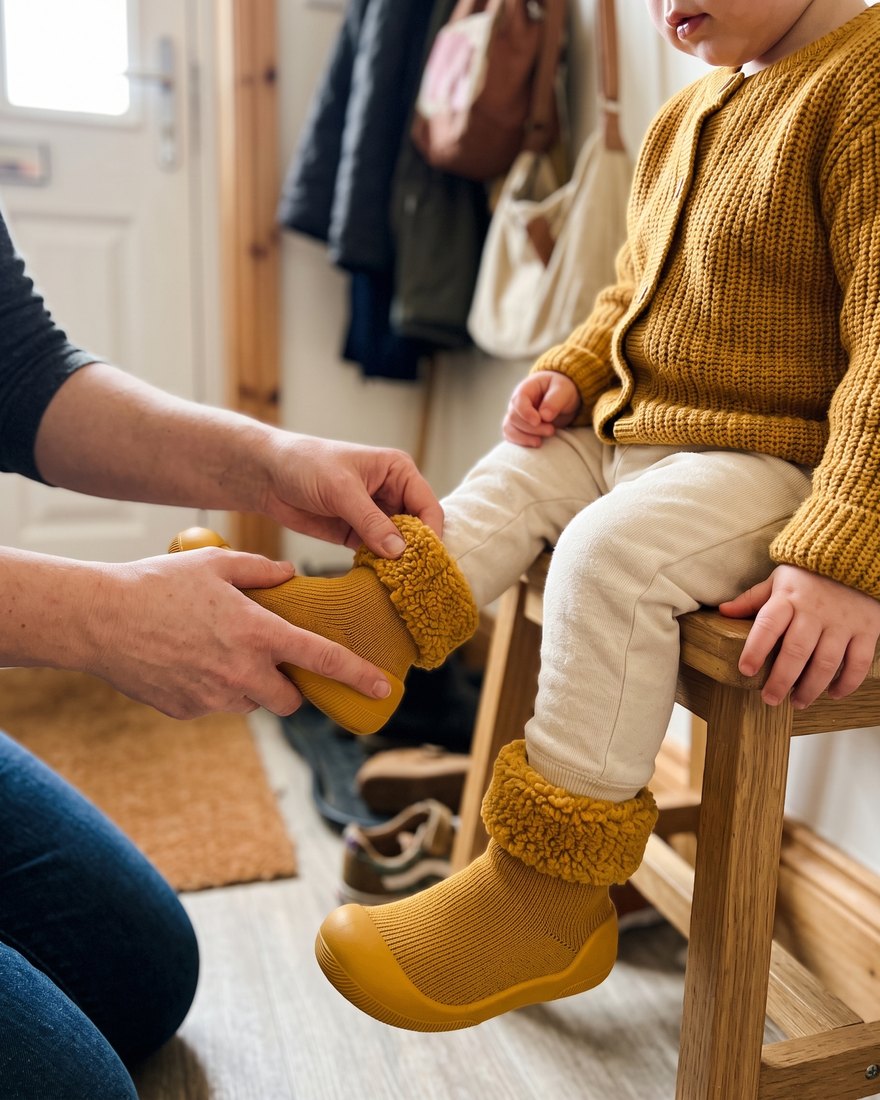 SockFit wird im Flur angezogen